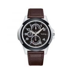 Noblag Luxury Sports Watches For Men And Women Brown Strap Black Luminous Dial 46mm