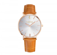 Noblag Flame Women Watches Tan Leather Strap Champagne Dial 36mm